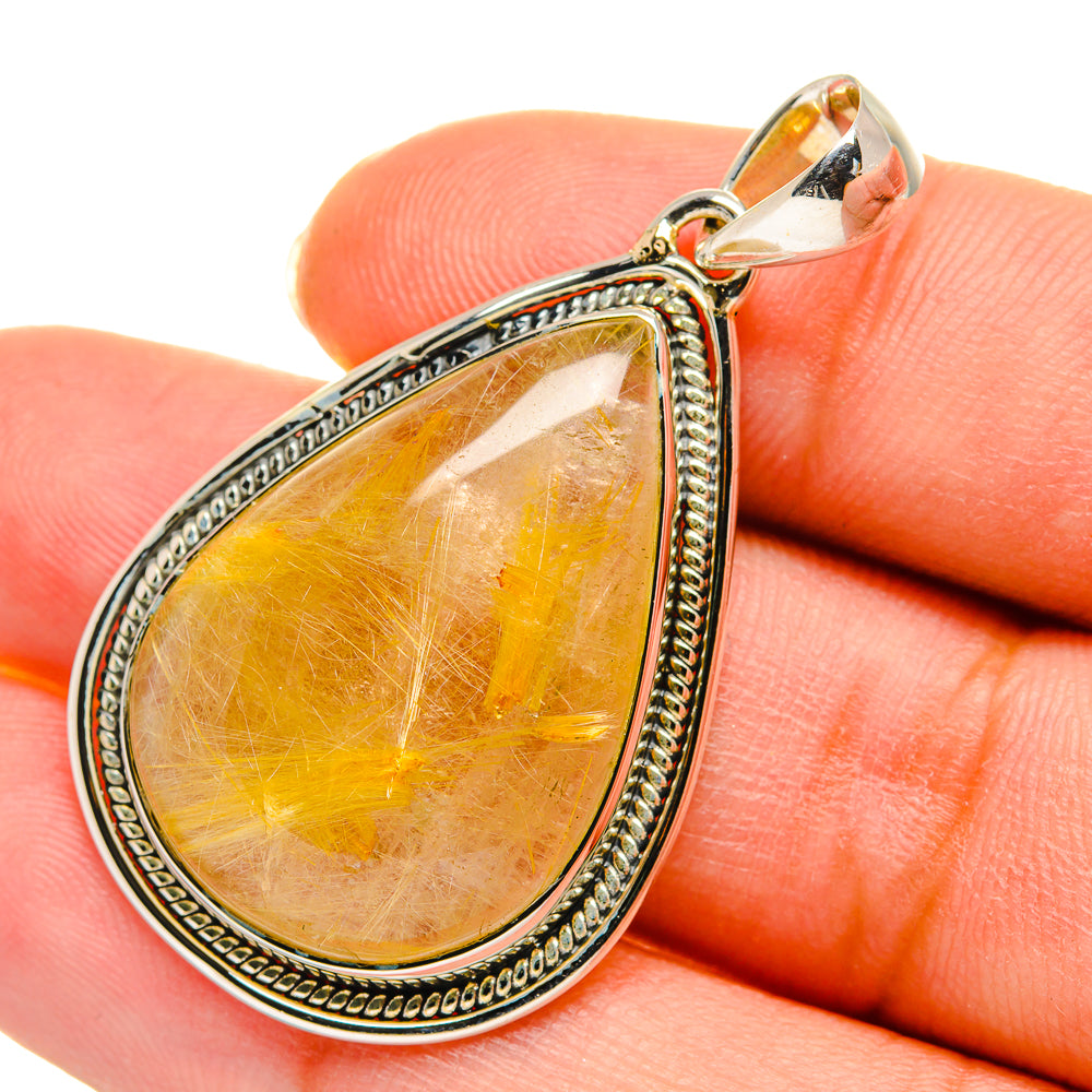 Rutilated Quartz Pendants handcrafted by Ana Silver Co - PD11382