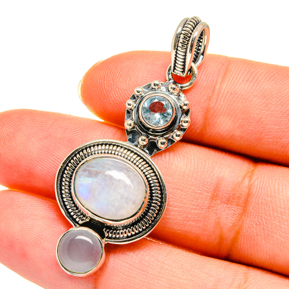 Rainbow Moonstone Pendants handcrafted by Ana Silver Co - PD11397
