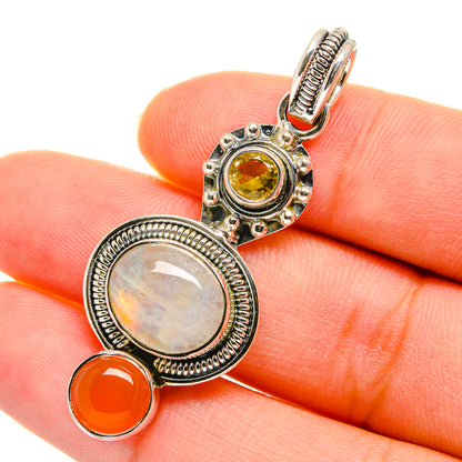 Rainbow Moonstone Pendants handcrafted by Ana Silver Co - PD11424