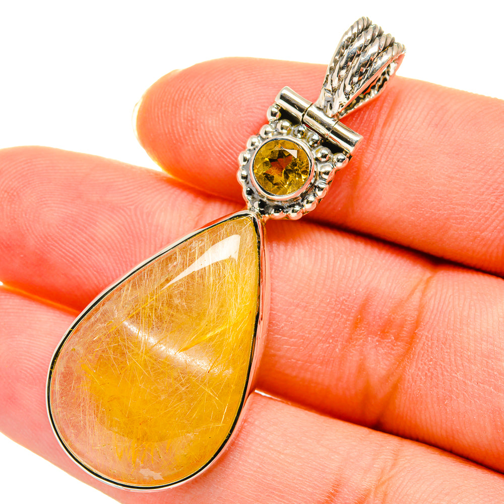 Rutilated Quartz Pendants handcrafted by Ana Silver Co - PD11436
