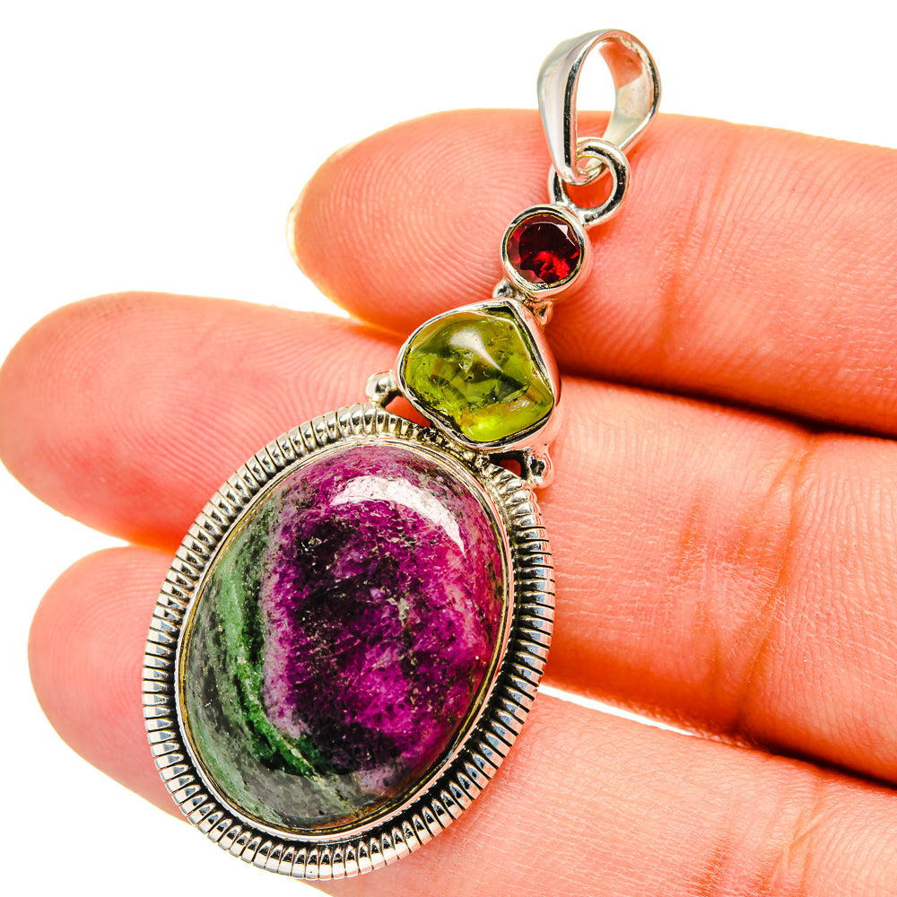 Ruby Zoisite Pendants handcrafted by Ana Silver Co - PD11524