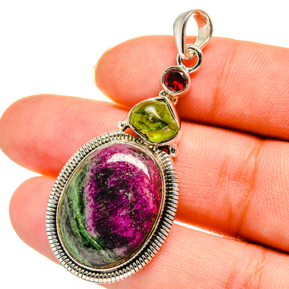 Ruby Zoisite Pendants handcrafted by Ana Silver Co - PD11524