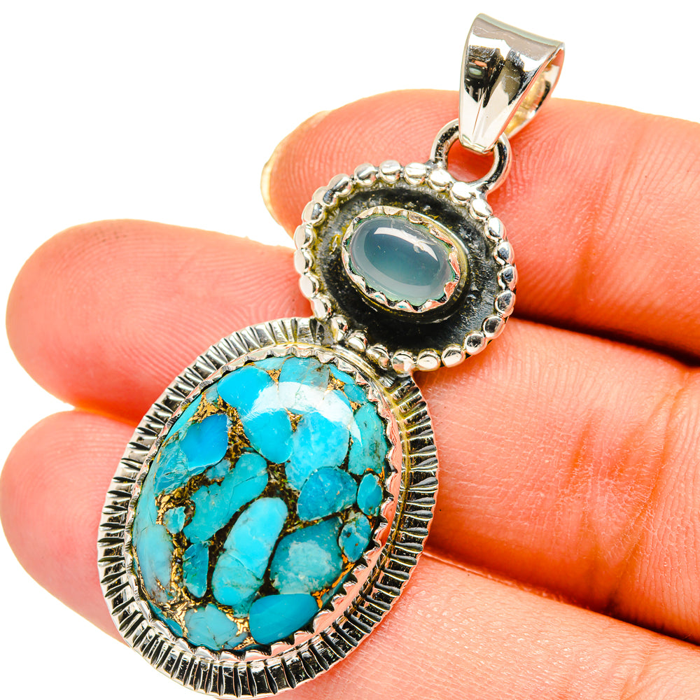 Blue Copper Composite Turquoise Pendants handcrafted by Ana Silver Co - PD11553