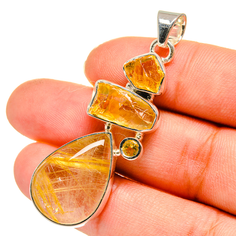 Rutilated Quartz Pendants handcrafted by Ana Silver Co - PD11558