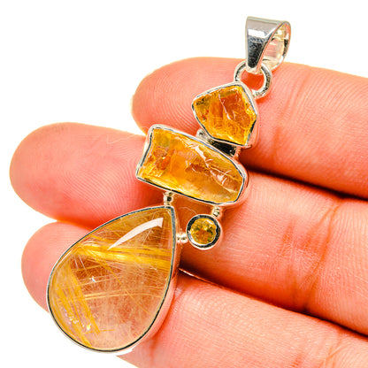Rutilated Quartz Pendants handcrafted by Ana Silver Co - PD11558