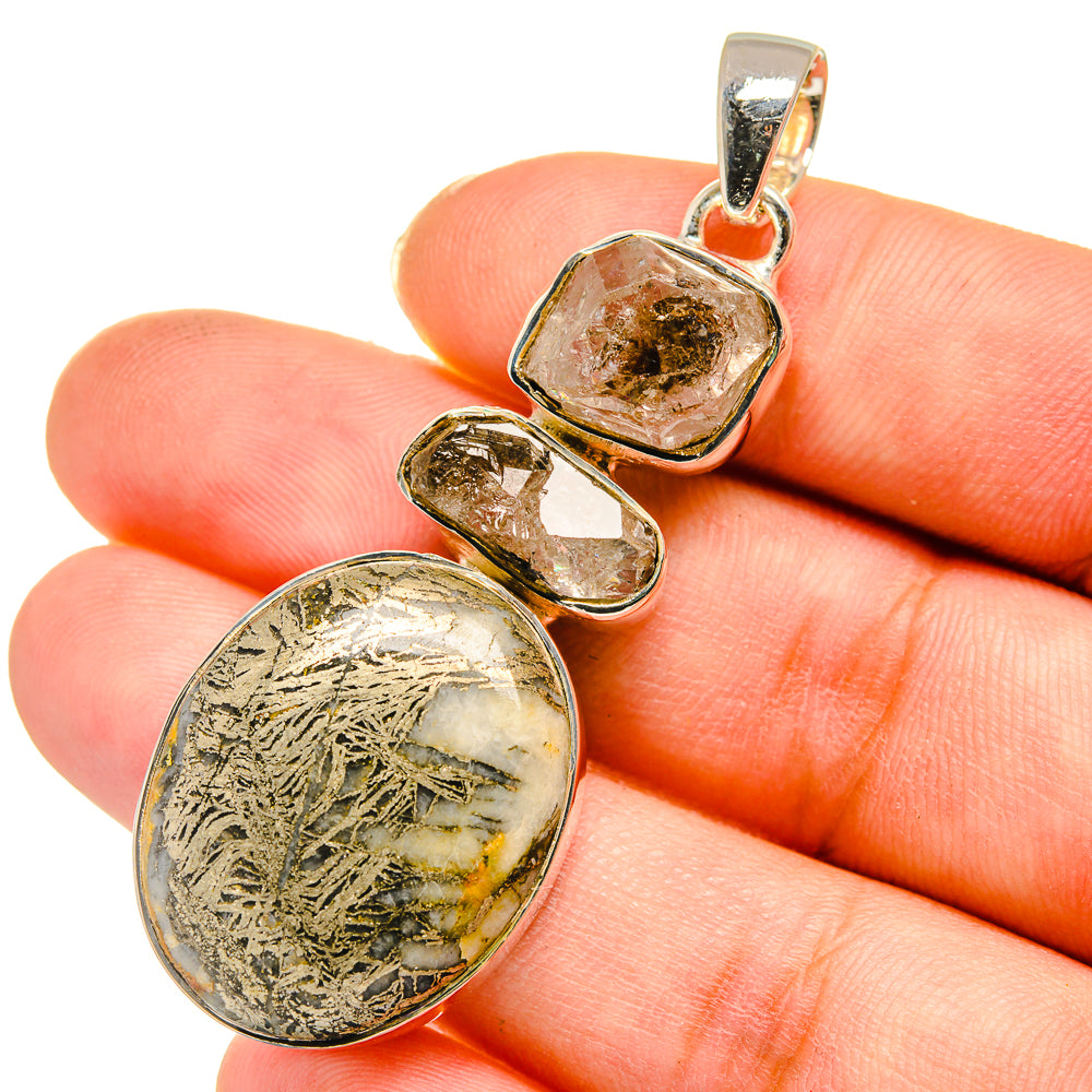 Pyrite Agate Pendants handcrafted by Ana Silver Co - PD11563