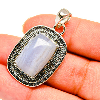 Blue Lace Agate Pendants handcrafted by Ana Silver Co - PD11625