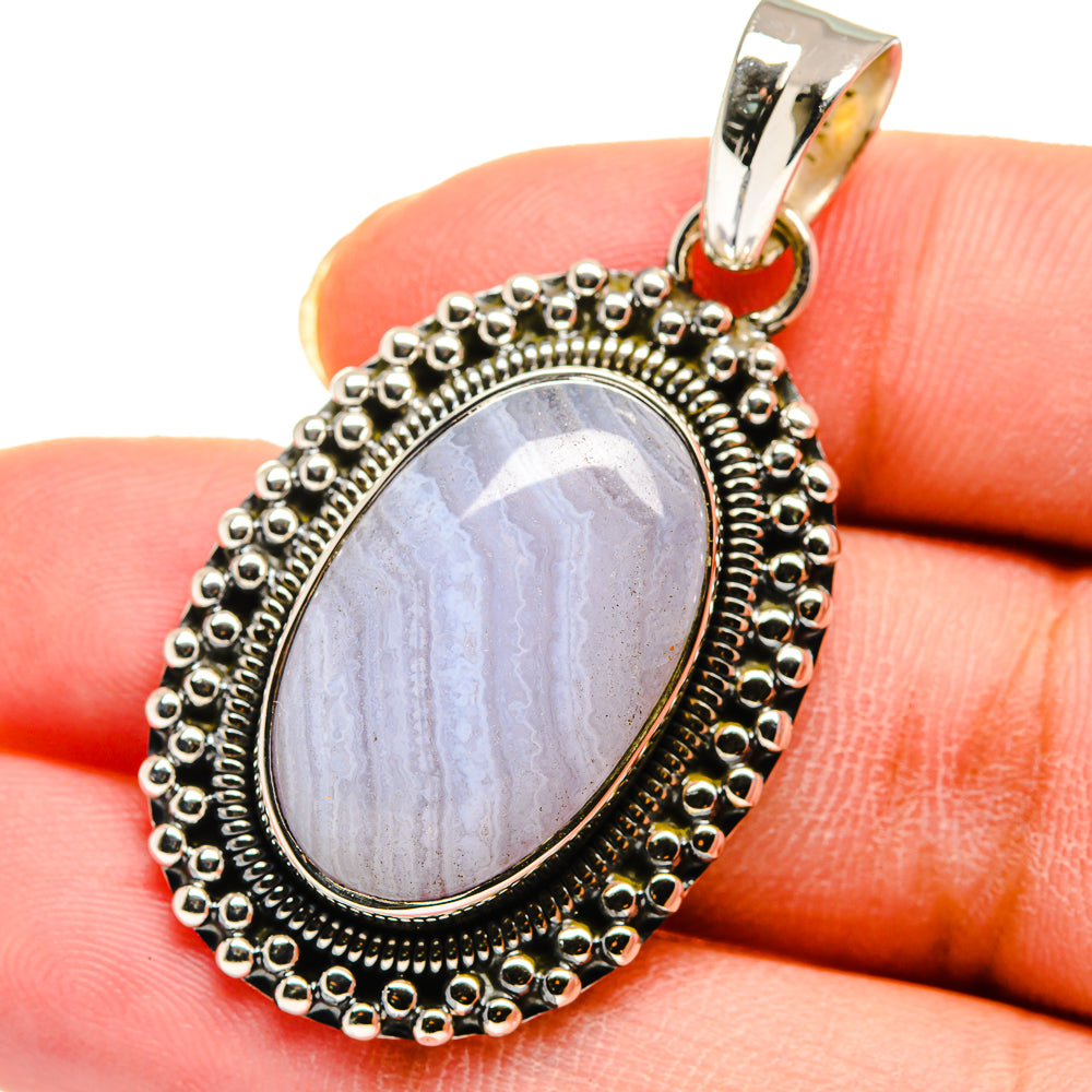 Blue Lace Agate Pendants handcrafted by Ana Silver Co - PD11672
