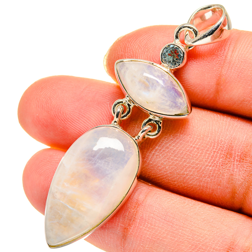 Rainbow Moonstone Pendants handcrafted by Ana Silver Co - PD11761