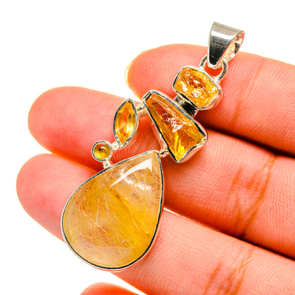 Rutilated Quartz Pendants handcrafted by Ana Silver Co - PD11772