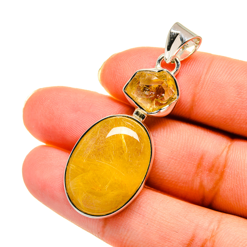 Rutilated Quartz Pendants handcrafted by Ana Silver Co - PD11798