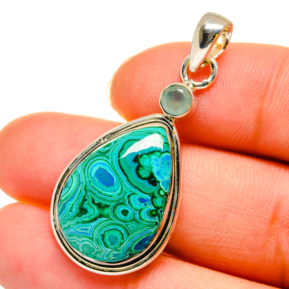 Malachite In Chrysocolla Pendants handcrafted by Ana Silver Co - PD11914
