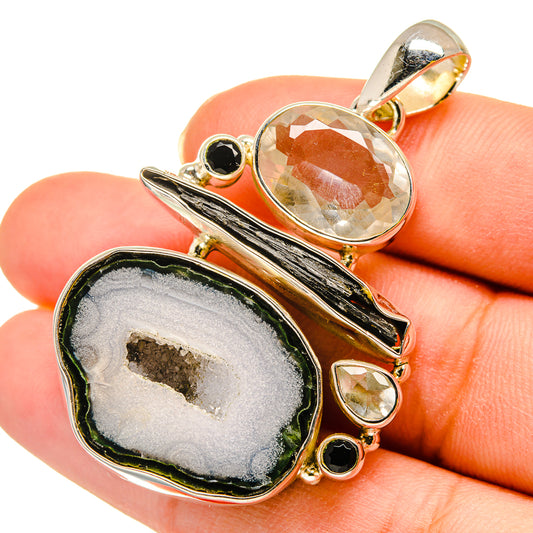 Coconut Geode Slice Pendants handcrafted by Ana Silver Co - PD11938