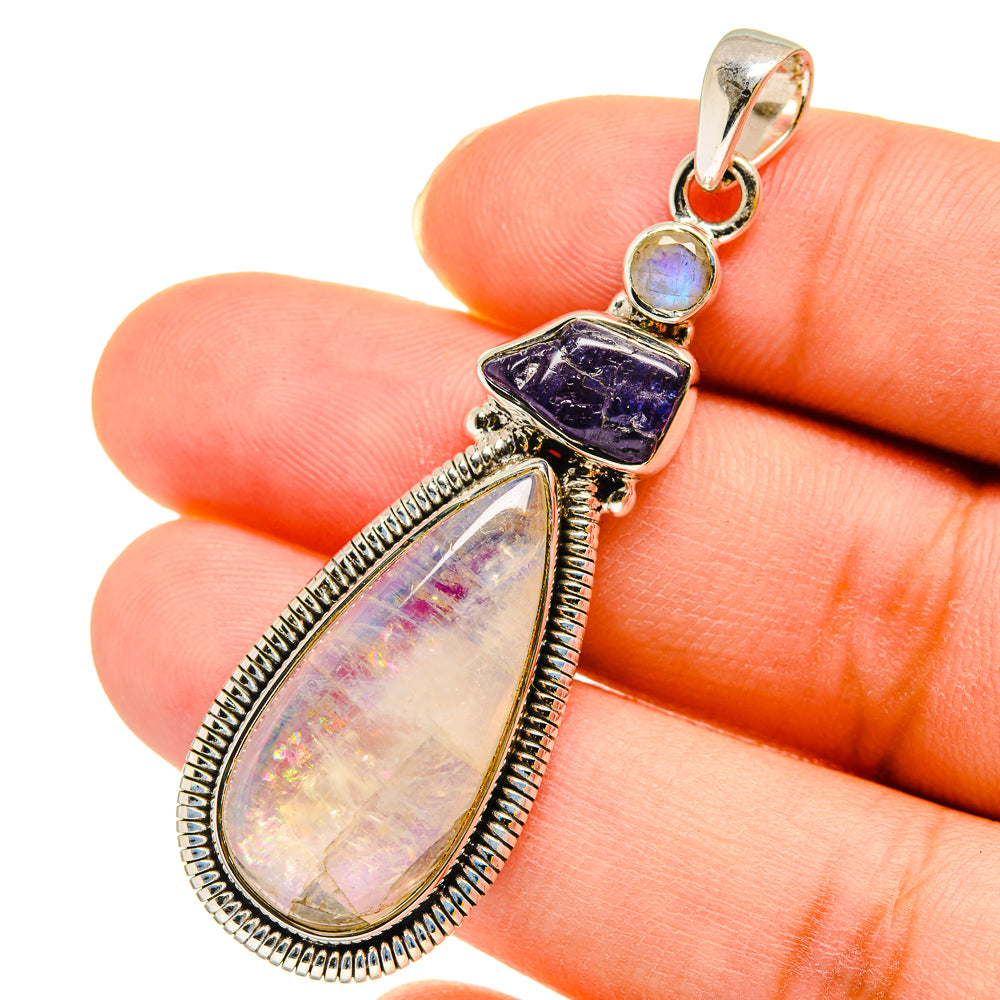 Rainbow Moonstone Pendants handcrafted by Ana Silver Co - PD11949