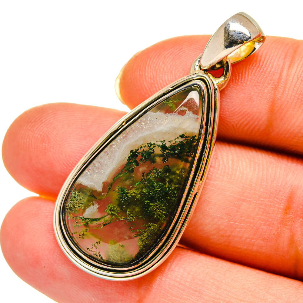Green Moss Agate Pendants handcrafted by Ana Silver Co - PD12038