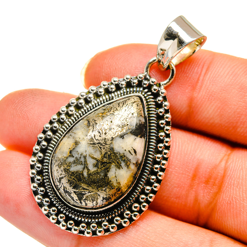 Pyrite Agate Pendants handcrafted by Ana Silver Co - PD12079