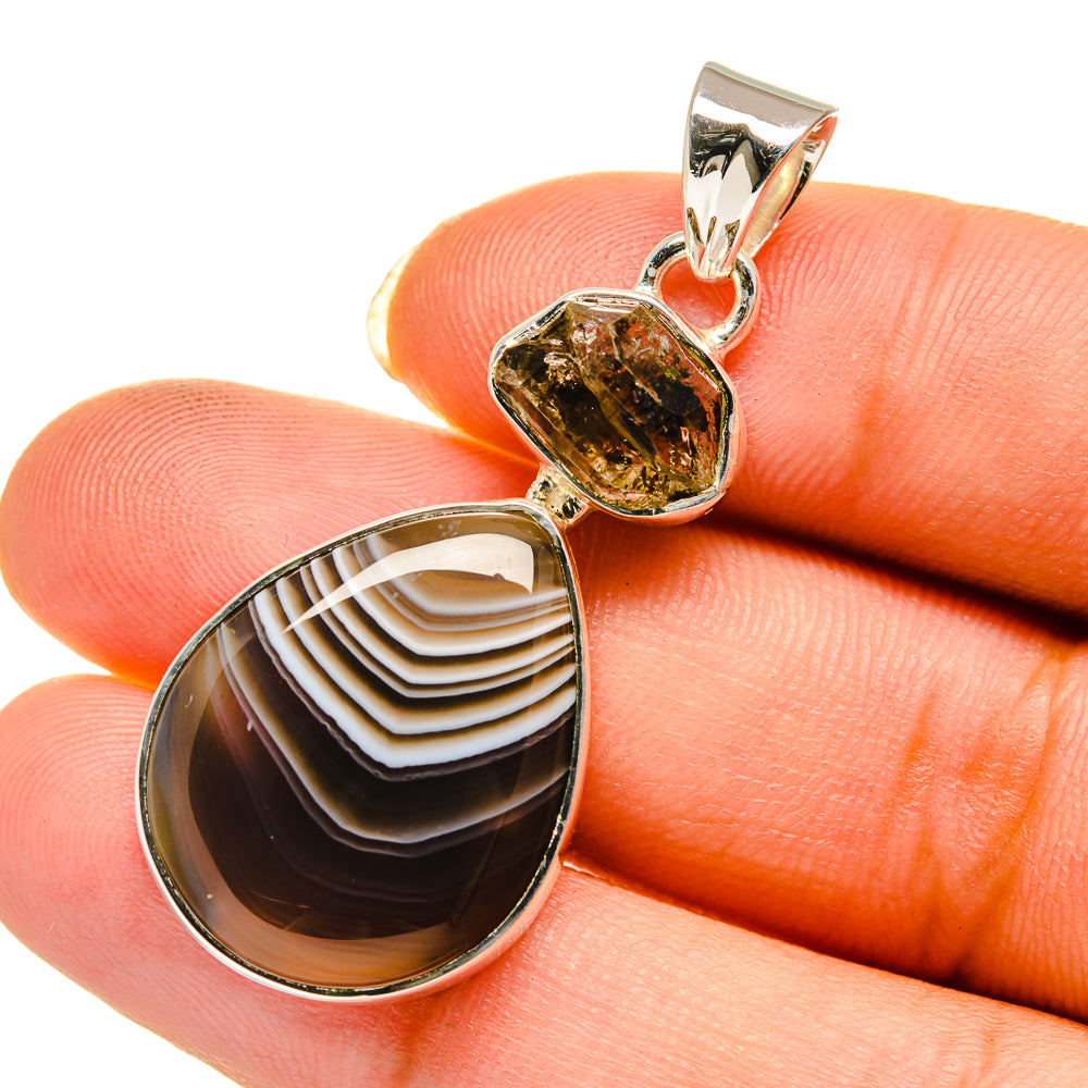 Botswana Agate Pendants handcrafted by Ana Silver Co - PD12113