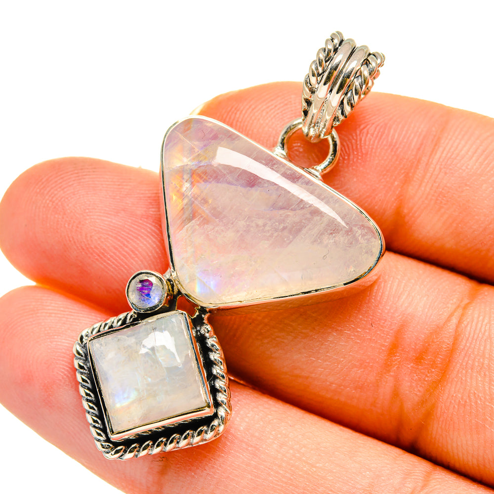 Rainbow Moonstone Pendants handcrafted by Ana Silver Co - PD12129