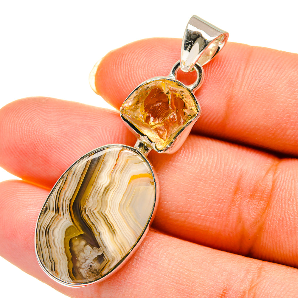 Laguna Lace Agate Pendants handcrafted by Ana Silver Co - PD12136