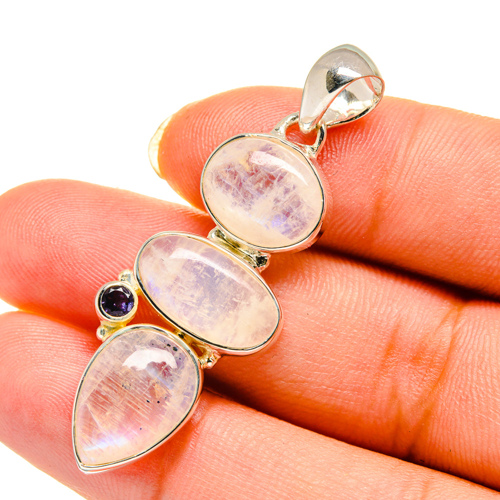 Rainbow Moonstone Pendants handcrafted by Ana Silver Co - PD12157