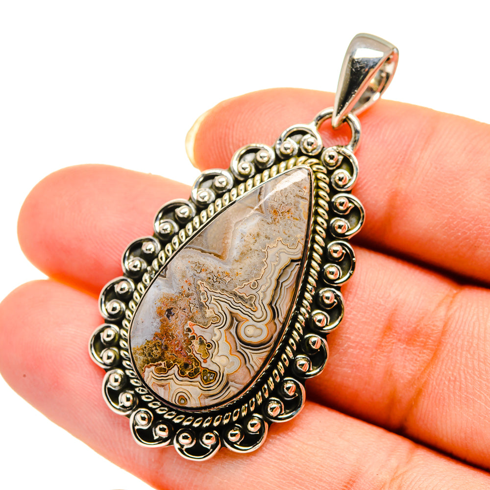 Laguna Lace Agate Pendants handcrafted by Ana Silver Co - PD12175