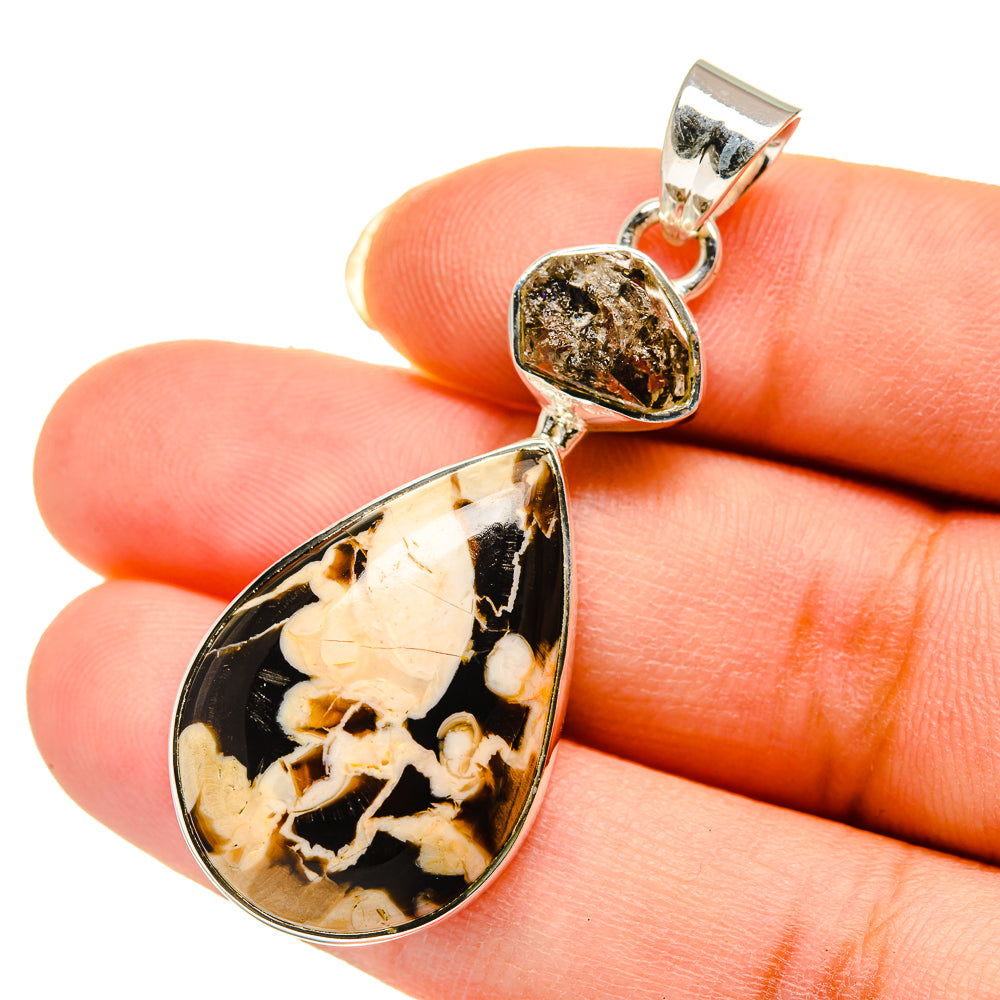 Jasper teardrop pendant in sterling silver with irregular top stone bail
