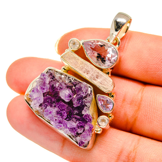 Amethyst Crystal Pendants handcrafted by Ana Silver Co - PD12214
