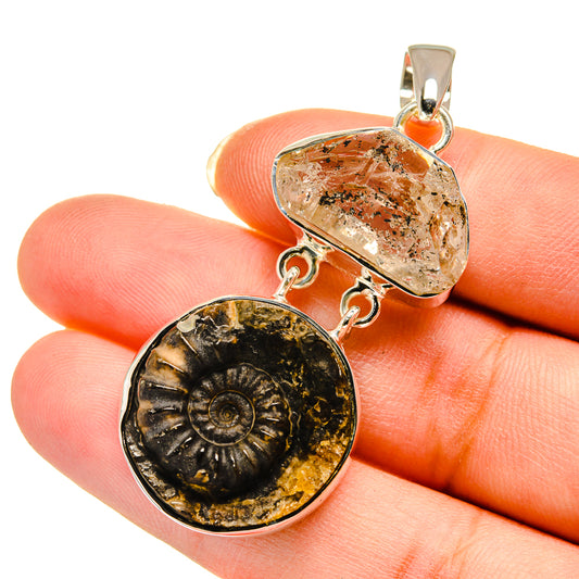 Ammonite Fossil Pendants handcrafted by Ana Silver Co - PD12218
