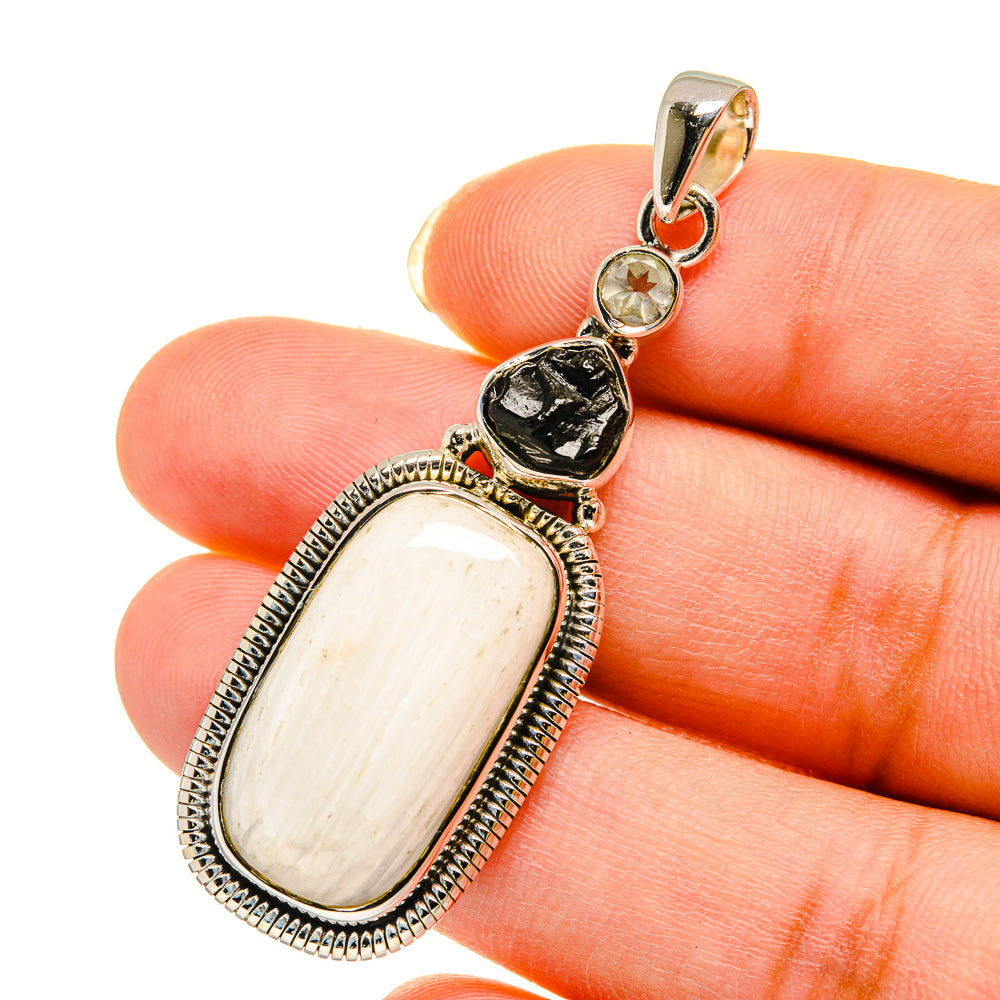 White Scolecite Pendants handcrafted by Ana Silver Co - PD12234