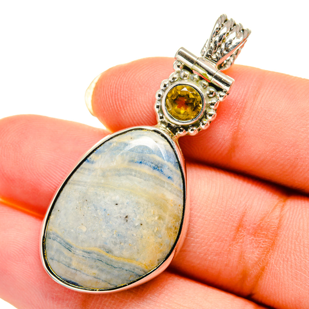 Blue Scheelite Pendants handcrafted by Ana Silver Co - PD12352