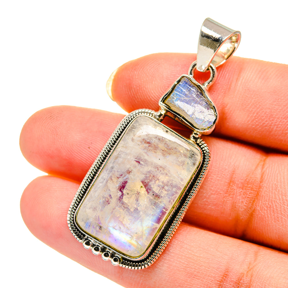 Rainbow Moonstone Pendants handcrafted by Ana Silver Co - PD12396