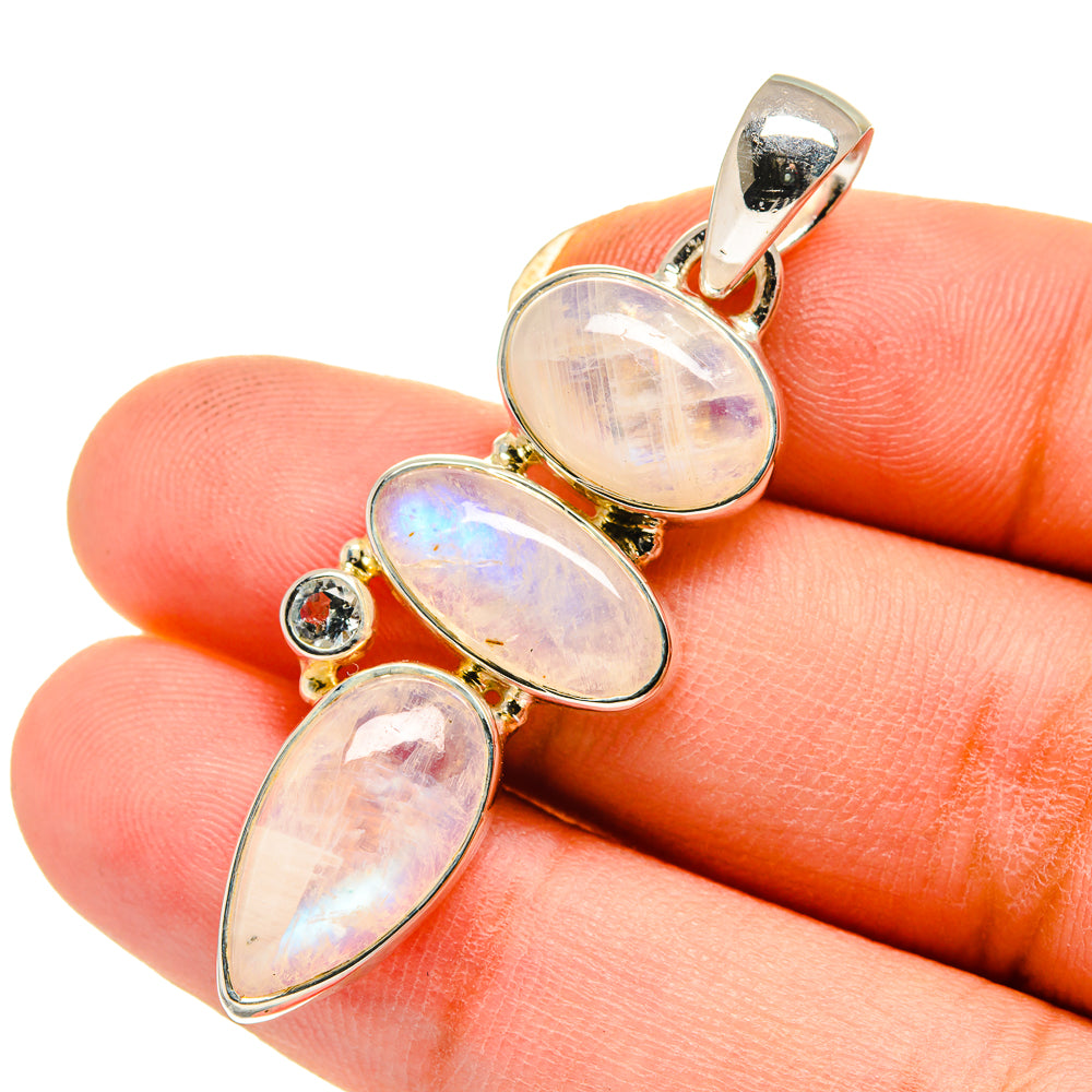 Rainbow Moonstone Pendants handcrafted by Ana Silver Co - PD12405