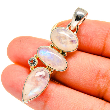Rainbow Moonstone Pendants handcrafted by Ana Silver Co - PD12405