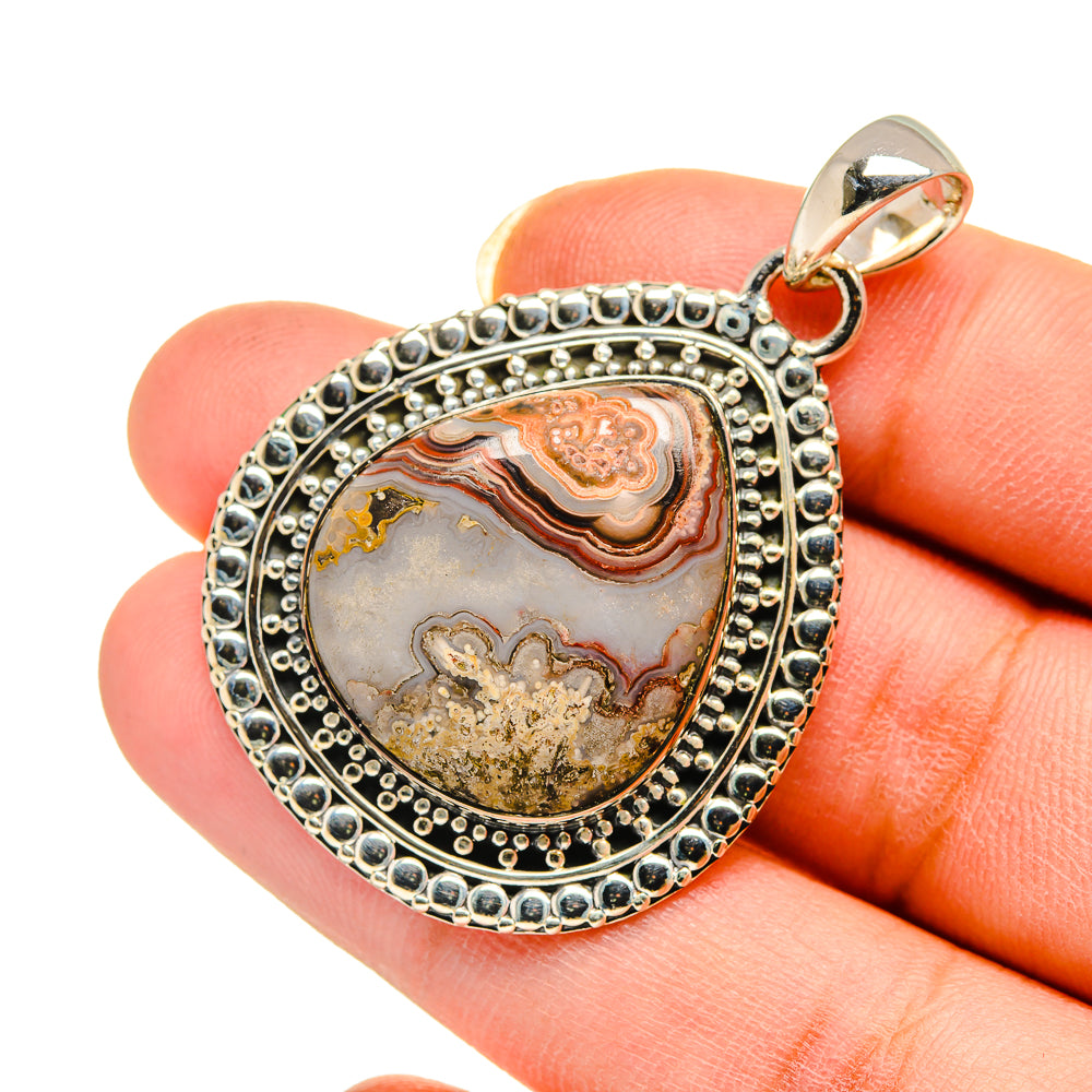 Crazy Lace Agate Pendants handcrafted by Ana Silver Co - PD12436