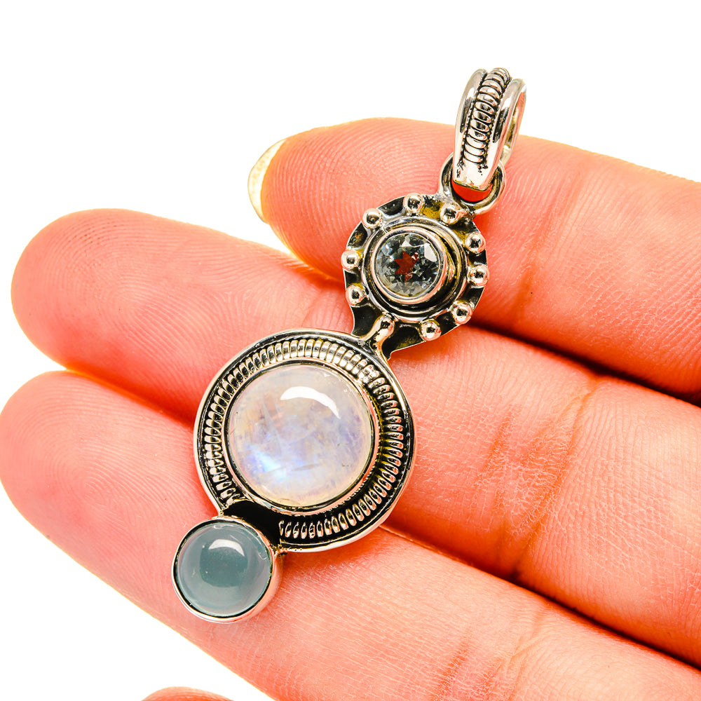 Rainbow Moonstone Pendants handcrafted by Ana Silver Co - PD12453