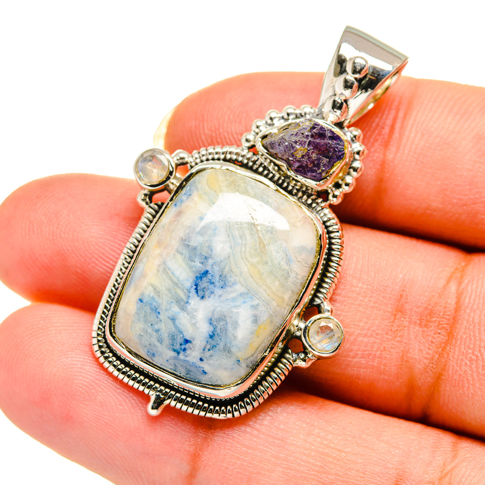 Blue Scheelite Pendants handcrafted by Ana Silver Co - PD12493