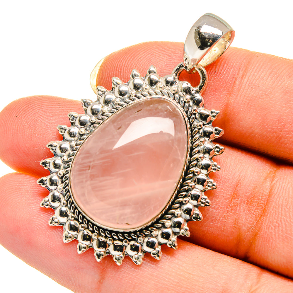 Rose Quartz Pendants handcrafted by Ana Silver Co - PD12509
