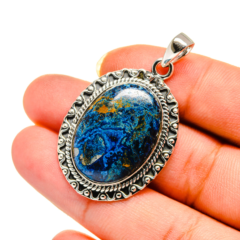 Sterling silver pendant with oval blue pietersite cabochon and bail loop