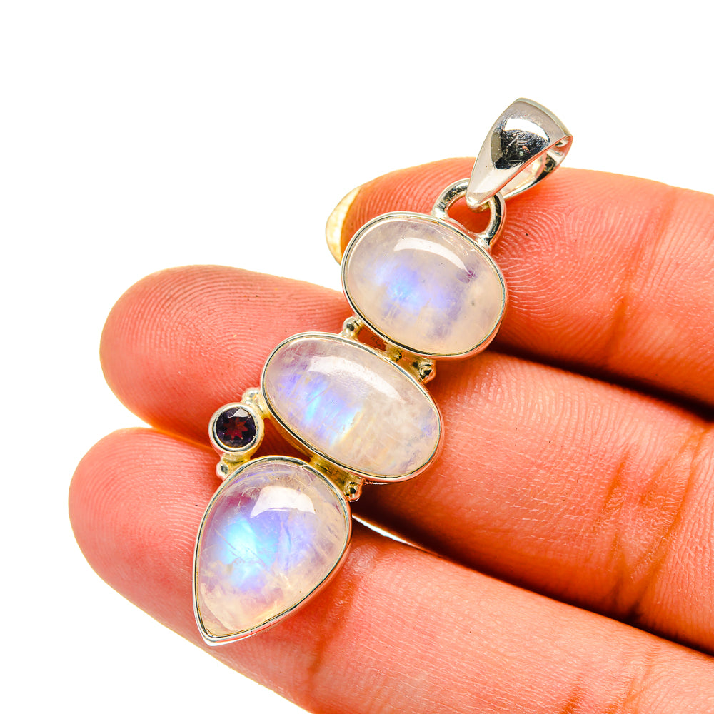 Rainbow Moonstone Pendants handcrafted by Ana Silver Co - PD12575