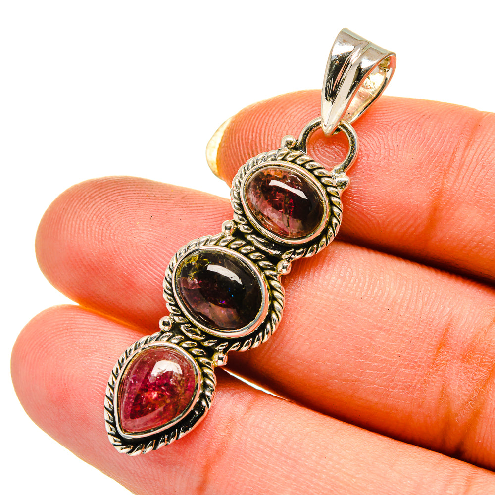 Watermelon Tourmaline Pendants handcrafted by Ana Silver Co - PD12577