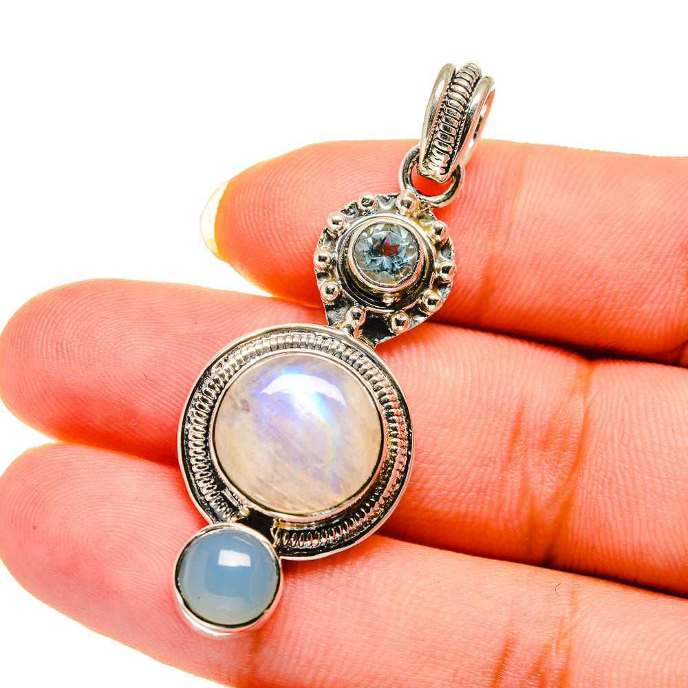 Rainbow Moonstone Pendants handcrafted by Ana Silver Co - PD12578