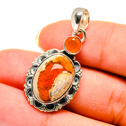 Mexican Fire Opal Pendants handcrafted by Ana Silver Co - PD12593