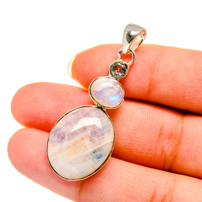 Rainbow Moonstone Pendants handcrafted by Ana Silver Co - PD12610