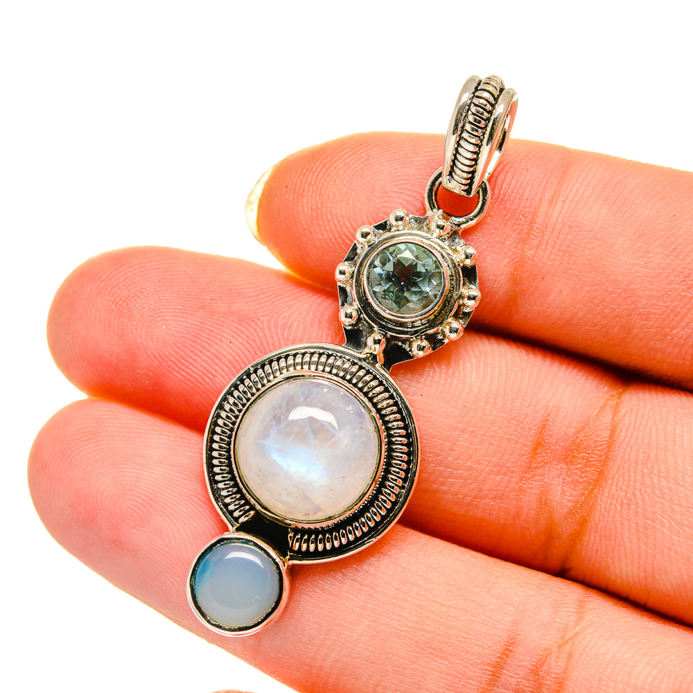 Rainbow Moonstone Pendants handcrafted by Ana Silver Co - PD12626