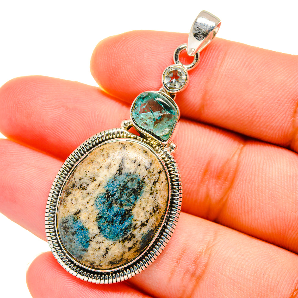 K2 Blue Azurite Pendants handcrafted by Ana Silver Co - PD12668