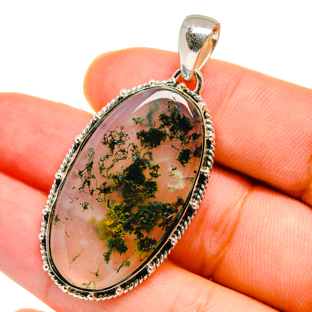 Green Moss Agate Pendants handcrafted by Ana Silver Co - PD12671