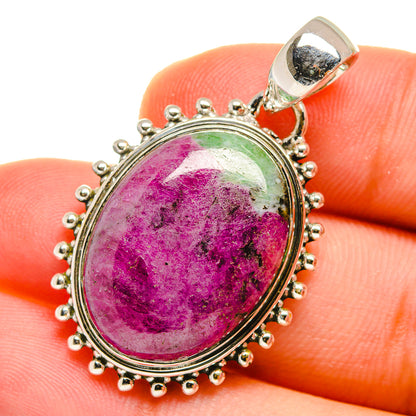 Ruby Zoisite Pendants handcrafted by Ana Silver Co - PD12674