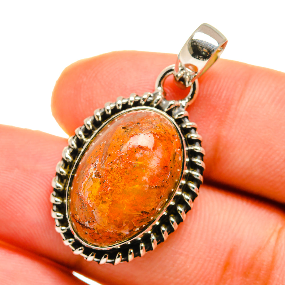 Mexican Fire Opal Pendants handcrafted by Ana Silver Co - PD12747