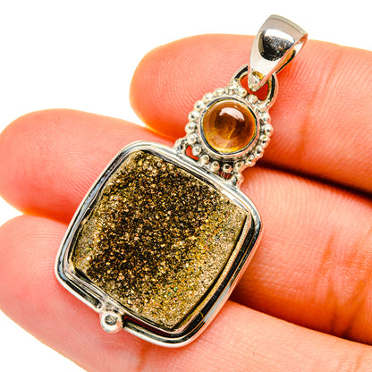 Spectro Pyrite Druzy Pendants handcrafted by Ana Silver Co - PD12754