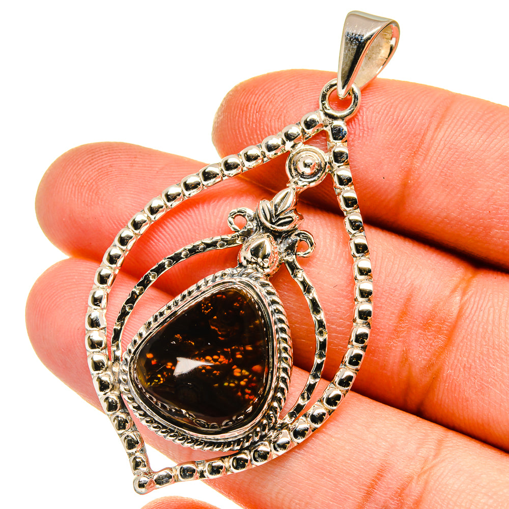 Mexican Fire Agate Pendants handcrafted by Ana Silver Co - PD12767